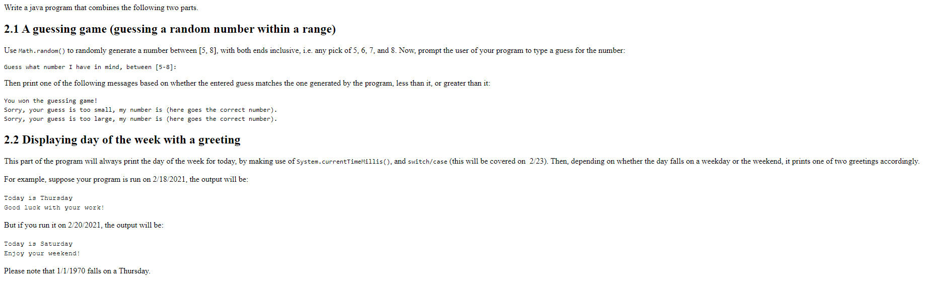 Solved Write a java program that combines the following two | Chegg.com
