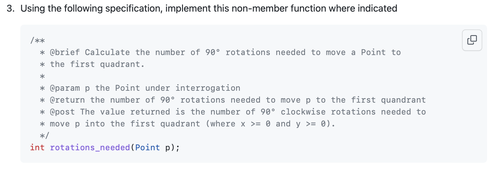 Solved 3. Using the following specification, implement this | Chegg.com