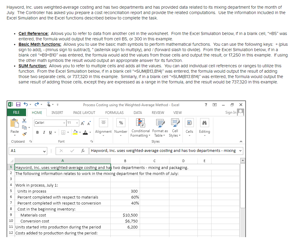 Solved Hayword Inc Uses Weighted Average Costing And Has 2044