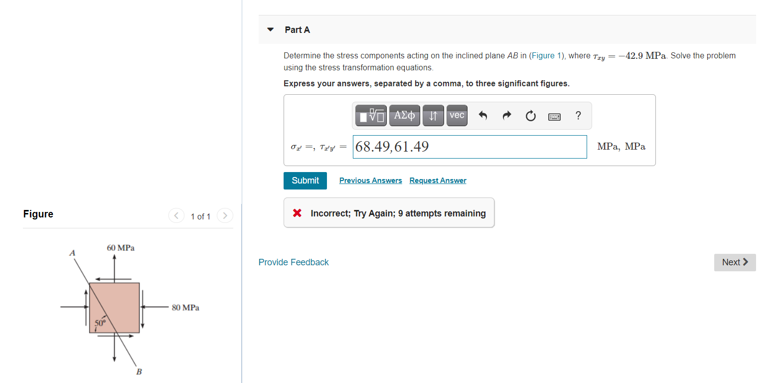 Solved Part A - 42.9 MPa. Solve the problem Determine the | Chegg.com