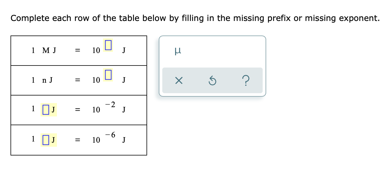 Solved Complete each row of the table below by filling in Chegg