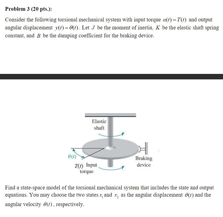 Solved Problem 3 (20 Pts.): Consider The Following Torsional | Chegg.com