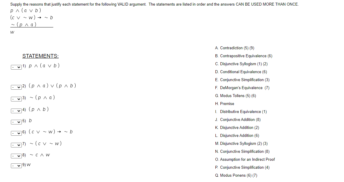 Solved Supply The Reasons That Justify Each Statement For Chegg Com