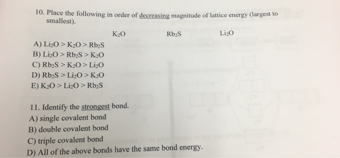 Solved 10. Place the following in order of decreasing | Chegg.com