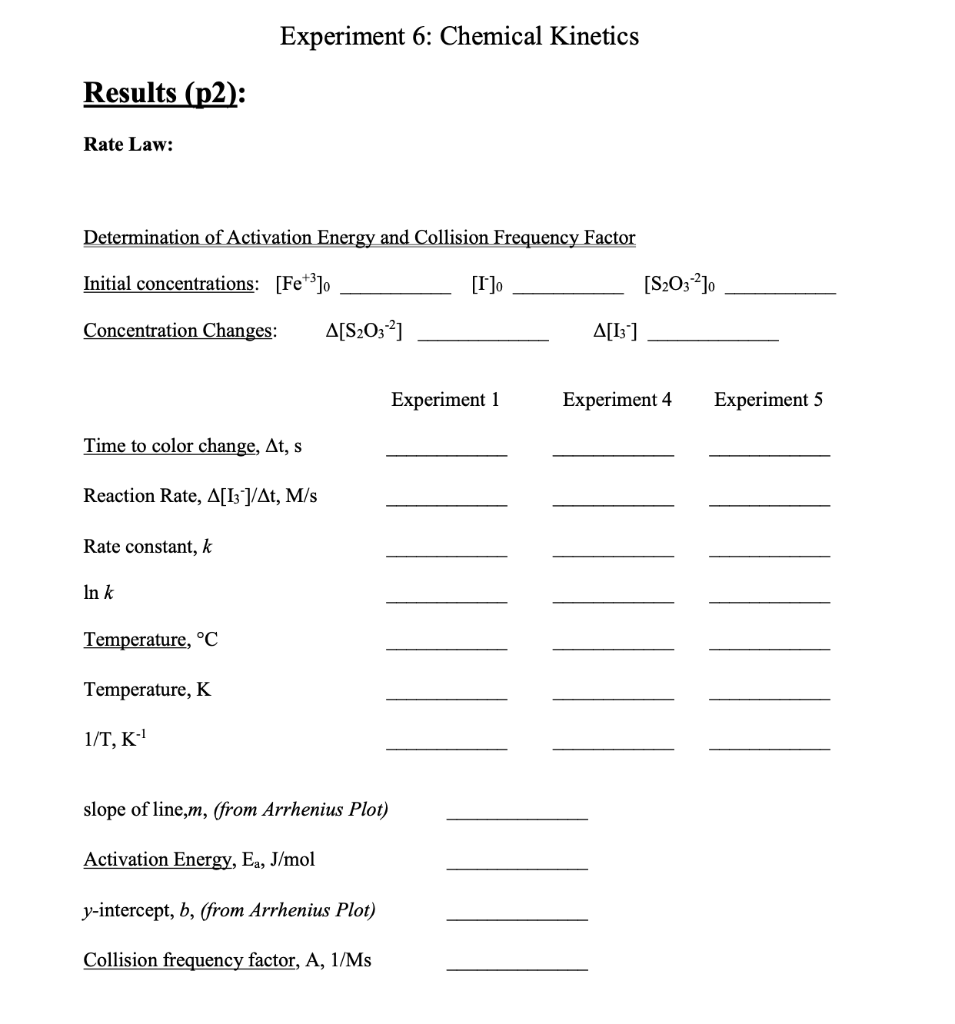 experiment 6 chemical kinetics