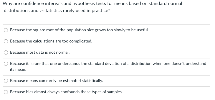 Solved Why are confidence intervals and hypothesis tests for | Chegg.com