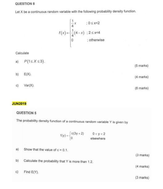 Solved QUESTION 8 Let X be a continuous random variable with | Chegg.com