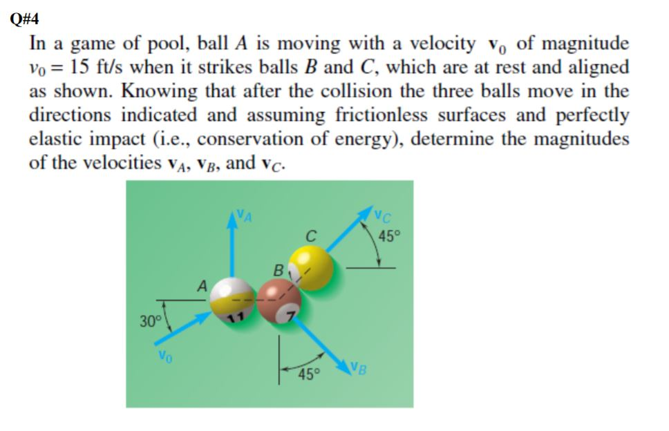 Solved Q#4 In A Game Of Pool, Ball A Is Moving With A | Chegg.com