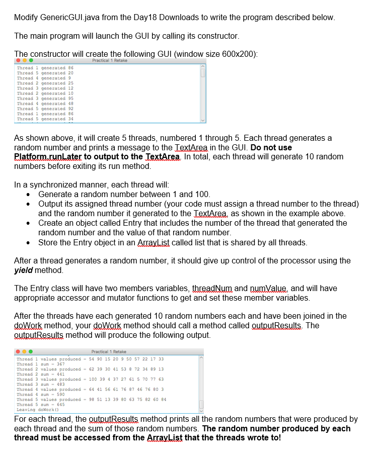 Solved Modify GenericGUI.java from the Day18 Downloads to | Chegg.com