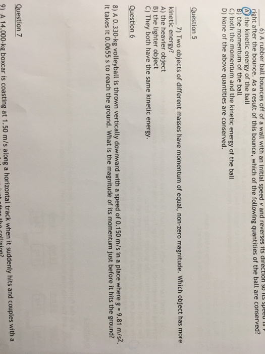 Solved 6) A rubber ball bounces off of a wall with an | Chegg.com
