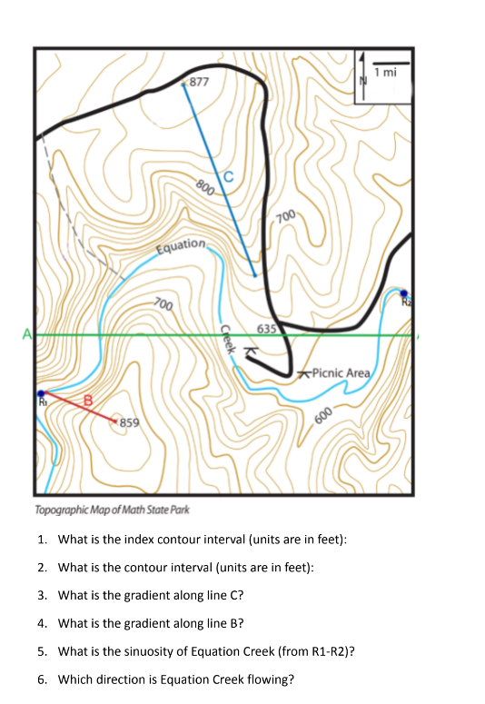 Solved 1. What is the index contour interval (units are in | Chegg.com