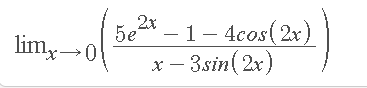 Solved limx → 0 2x 5e - 1 - 4cos(2x) x – 3sin(2x) | Chegg.com