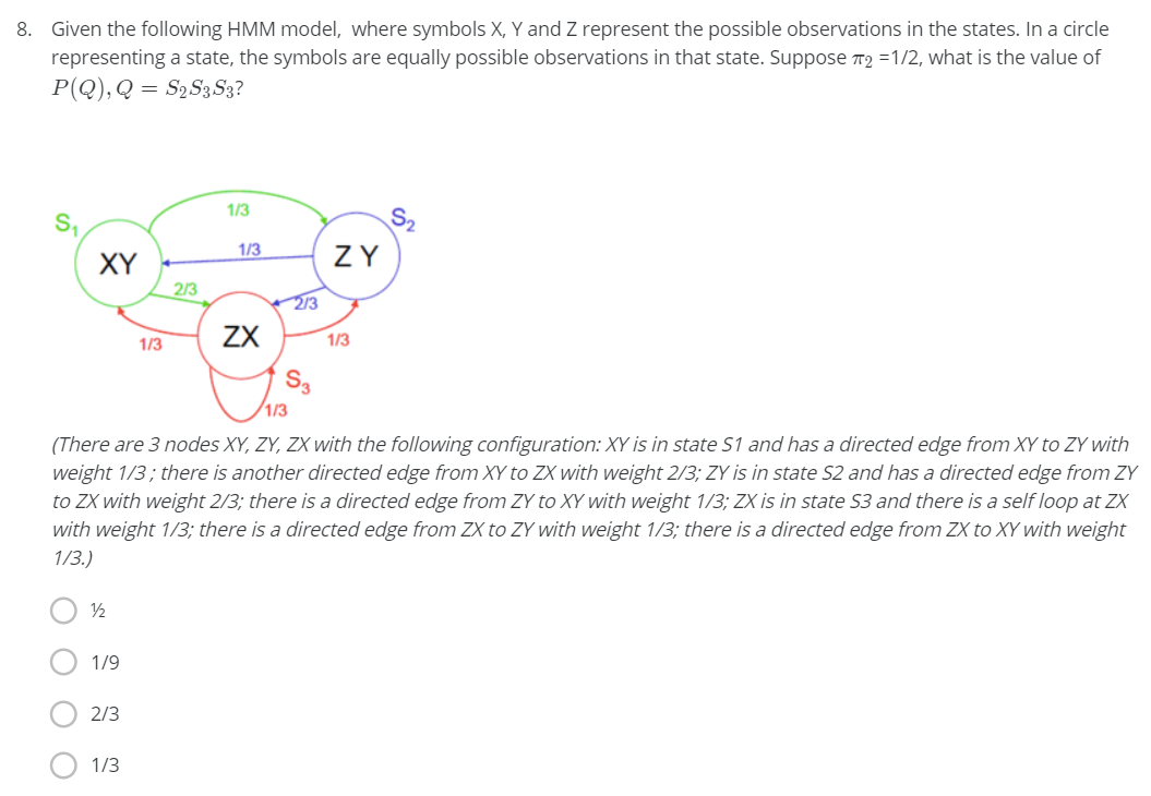 Solved 6. Consider the following hidden Markov model which | Chegg.com