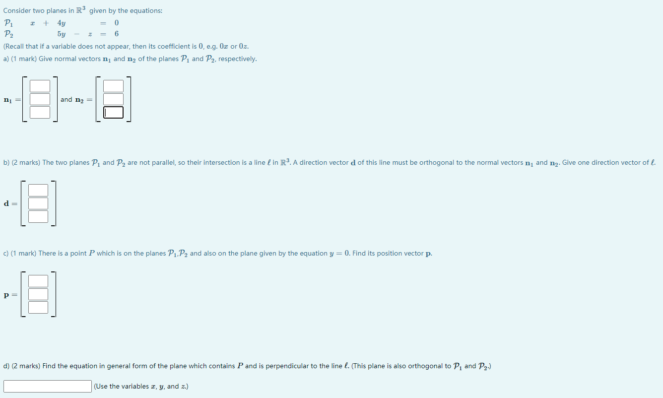 Solved 2 + Consider two planes in R3 given by the | Chegg.com
