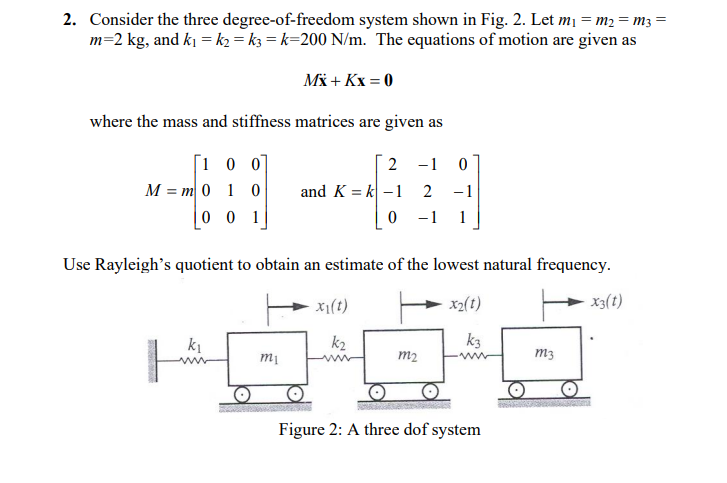 Solved 2 Consider The Three Degree Of Freedom System Shown 6631