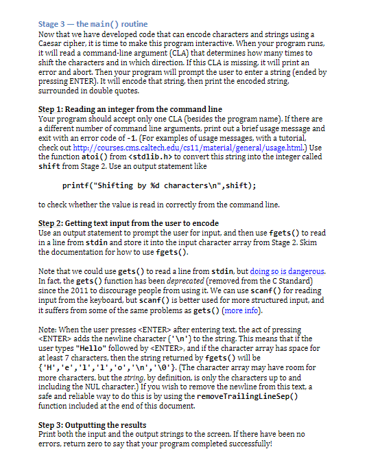 Stage 1 - the encodeChar() function The method | Chegg.com