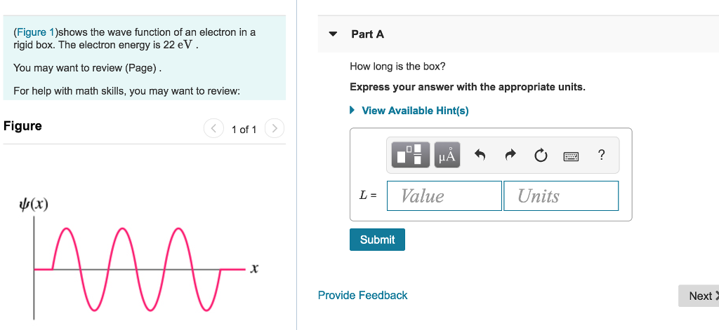 Solved (Figure 1)shows the wave function of an electron in a | Chegg.com