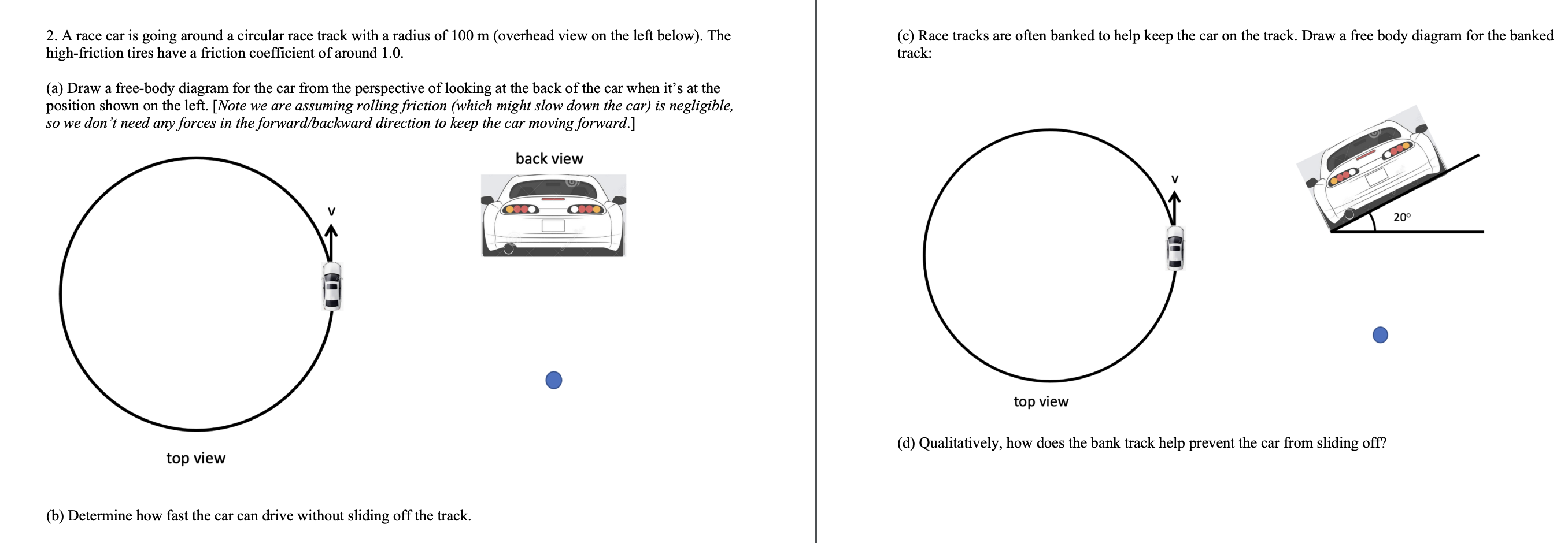 Solved A race car is going around a circular race track with | Chegg.com