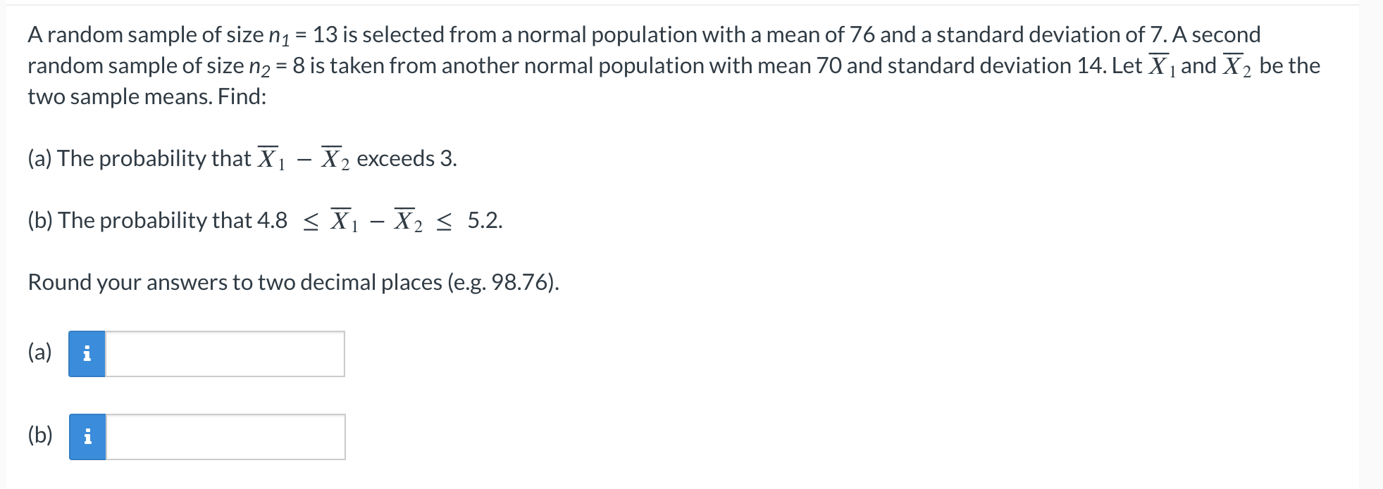 Solved A random sample of size n1=13 is selected from a | Chegg.com