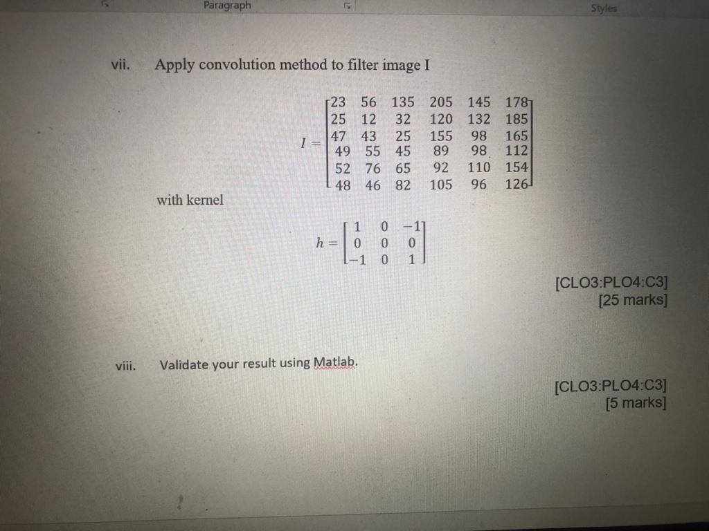 Solved Paragraph Styles vii. Apply convolution method to | Chegg.com