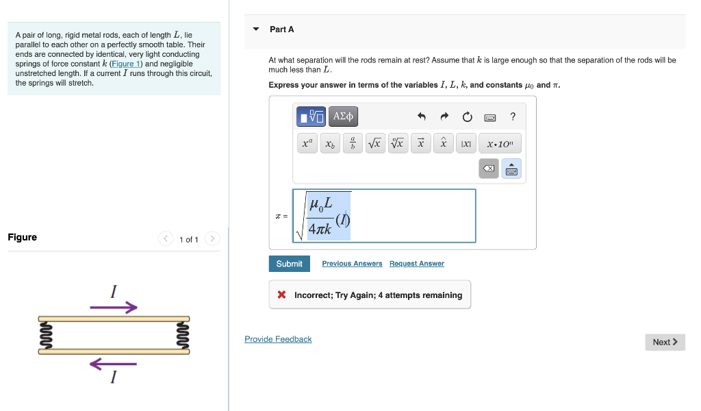 Solved A pair of long, rigid metal rods, each of length L,