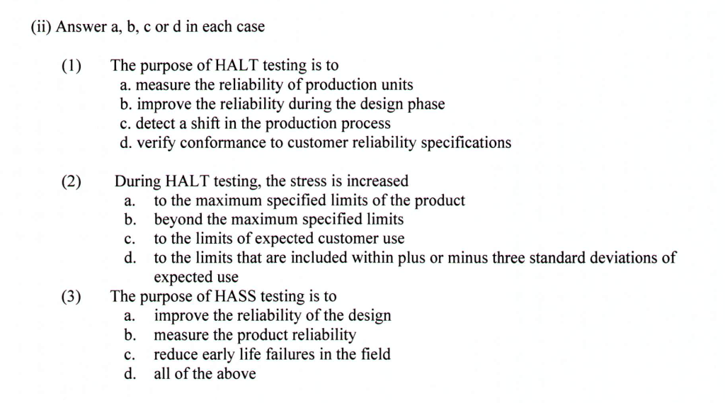 Solved (ii) Answer A, B, C Or D In Each Case (1) The Purpose | Chegg.com