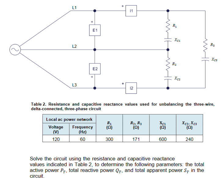 Solved Table 2. Resistance and capacitive reactance values