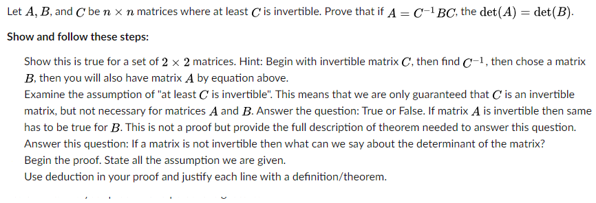 Solved = Let A, B, And C Ben X N Matrices Where At Least C | Chegg.com