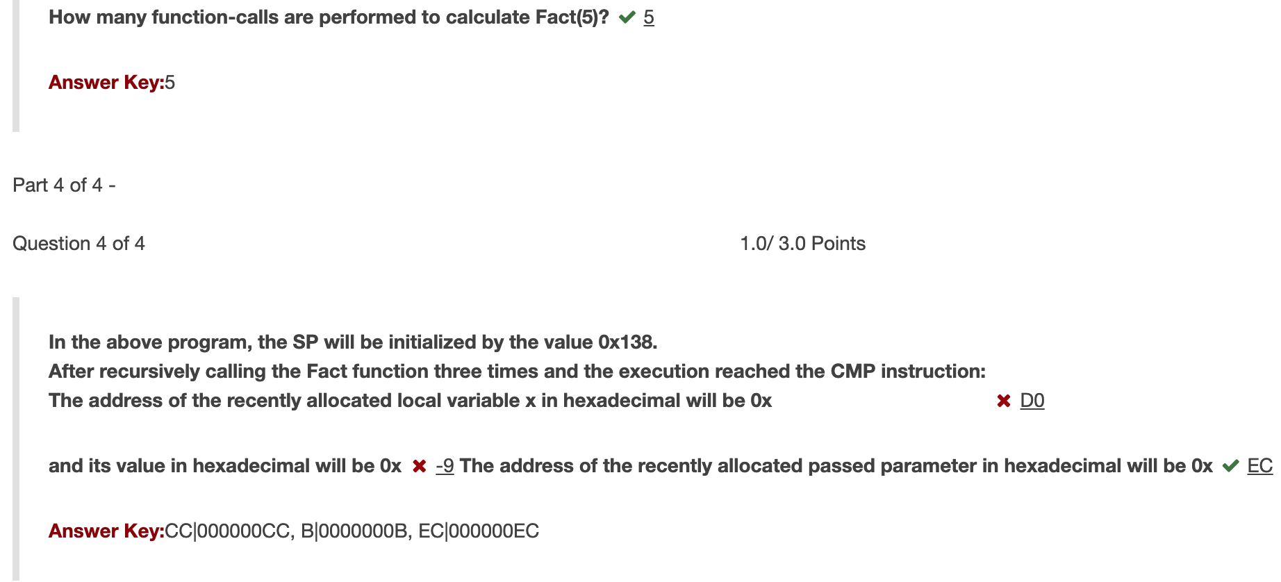Solved Please help to explain: AREA factorial, CODE, | Chegg.com