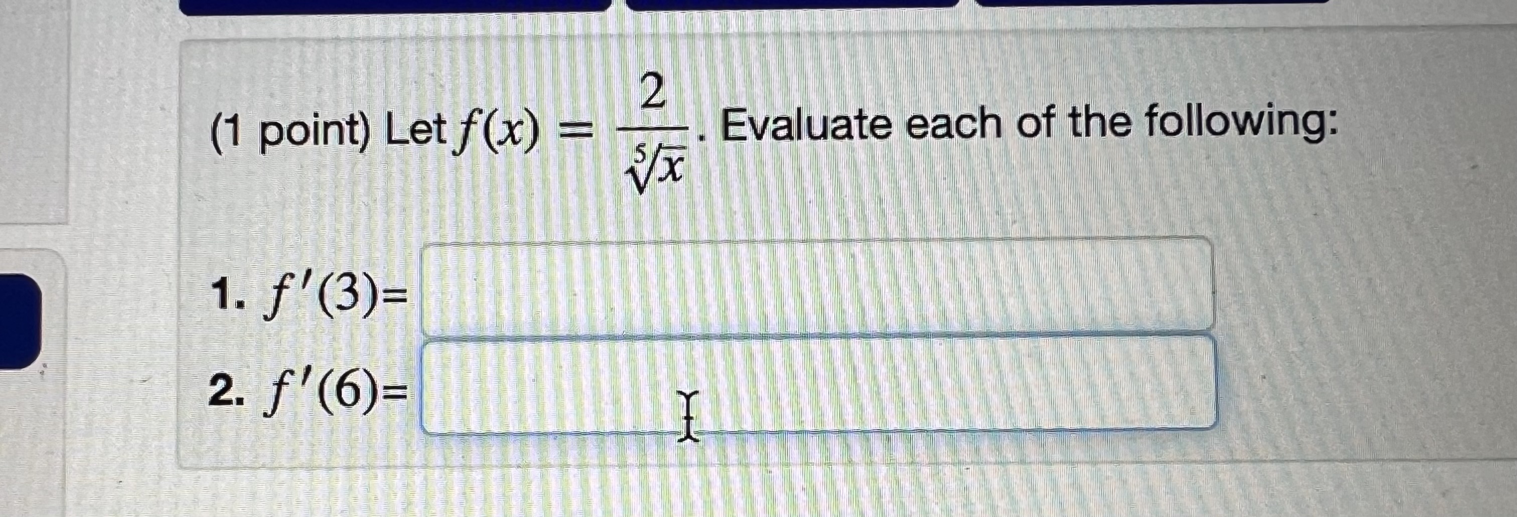 Solved (1 Point) Let F(x)=5x2. Evaluate Each Of The | Chegg.com