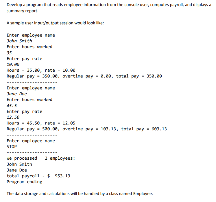 Solved Develop a program that reads employee information | Chegg.com