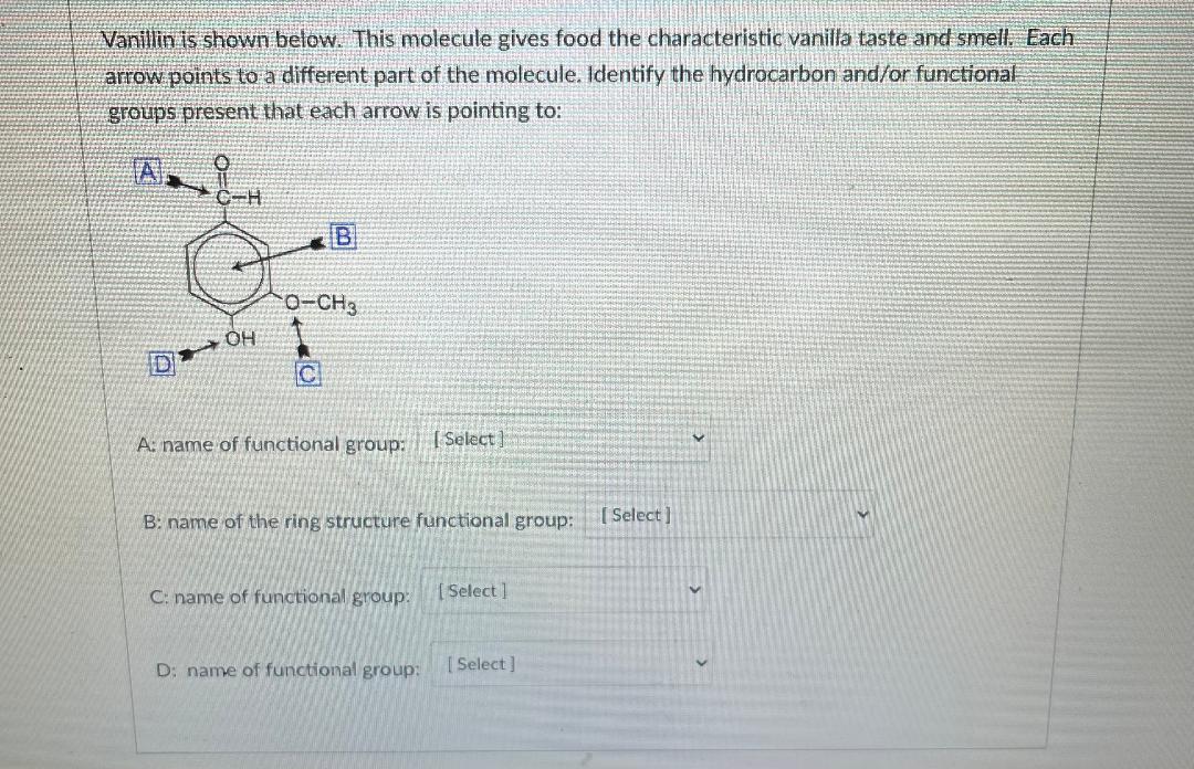 Solved Vanillin Is Shown Below. This Molecule Gives Food The | Chegg.com