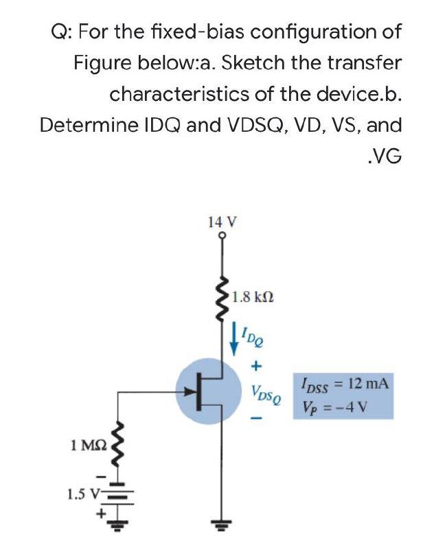 Solved Q: For The Fixed-bias Configuration Of Figure | Chegg.com