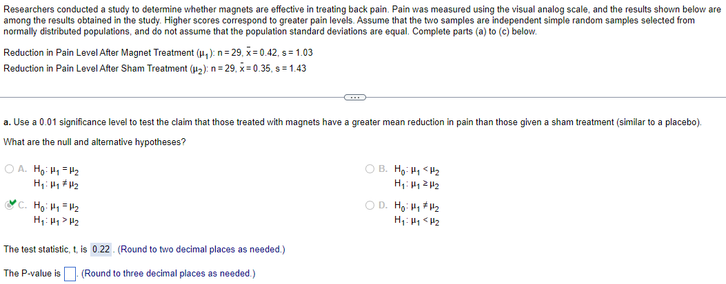 Solved Researchers conducted a study to determine whether | Chegg.com
