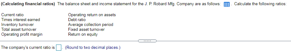 Solved (Calculating financial ratios) The balance sheet and | Chegg.com