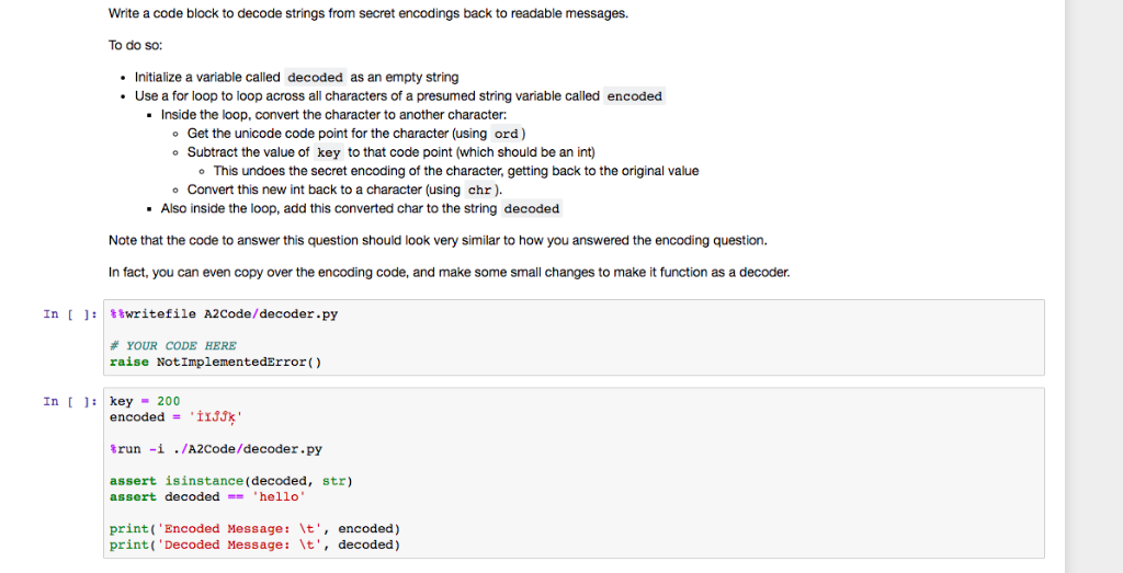 Write a code block to encode strings into a secret | Chegg.com