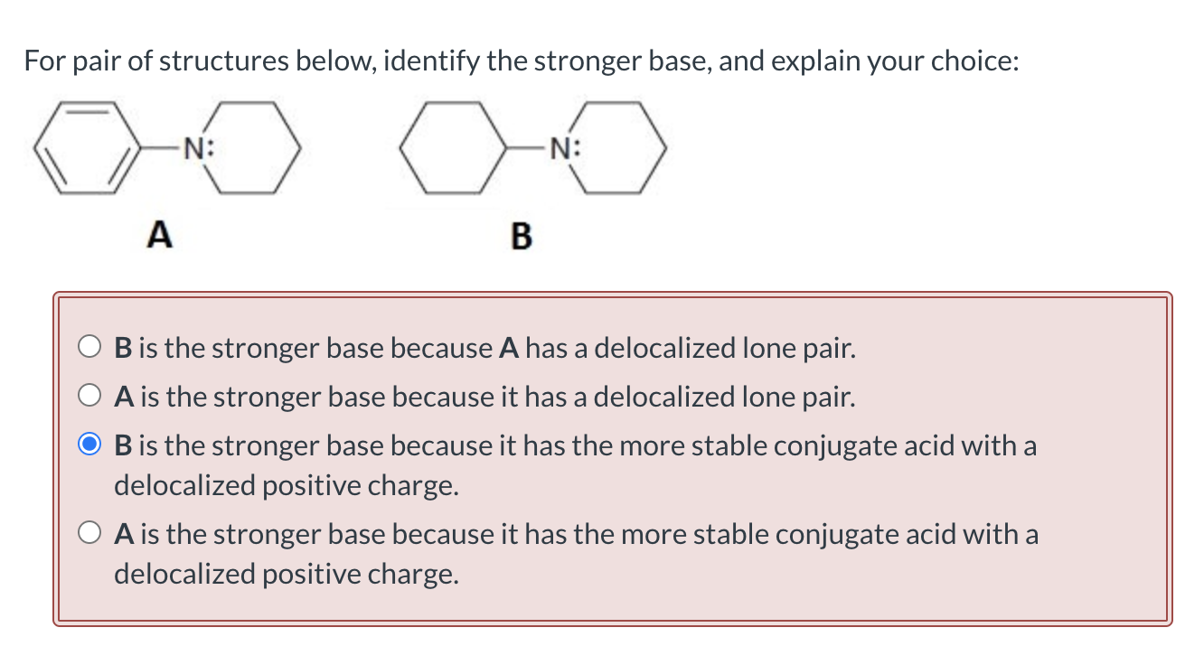 Solved For pair of structures below, identify the stronger | Chegg.com