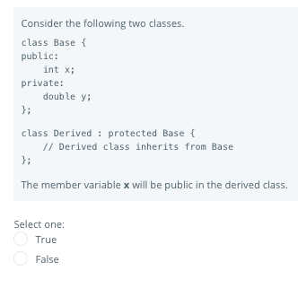 Solved Consider the following two classes. class Base { | Chegg.com