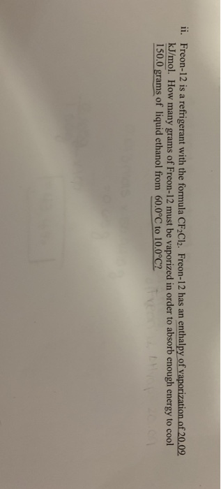 Solved ii. Freon-12 is a refrigerant with the formula | Chegg.com