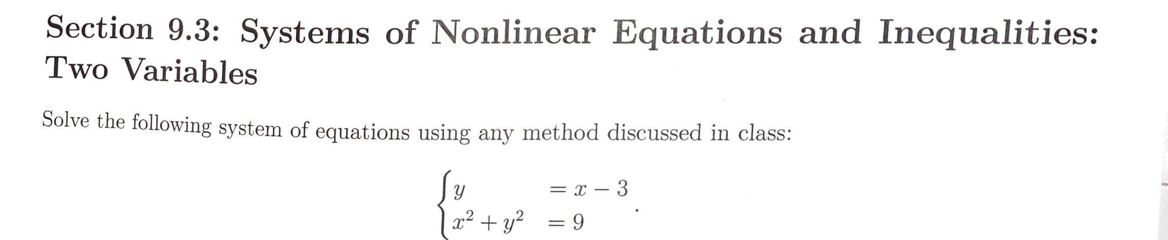 Solved Section 9.3: Systems Of Nonlinear Equations And | Chegg.com