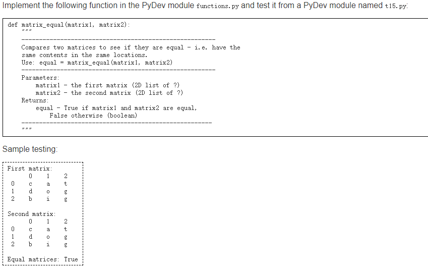 Solved Implement The Following Function In The PyDev Module | Chegg.com