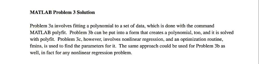 Solved MATLAB Problem 3 Solution Problem 3a involves fitting | Chegg.com
