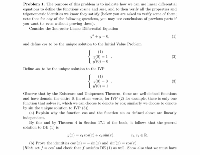 Solved Problem 1. The purpose of this problem is to indicate | Chegg.com