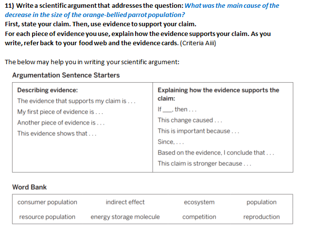 Solved 11) Write a scientific argument that addresses the | Chegg.com