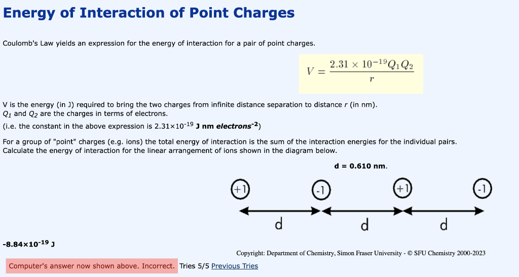 Solved Energy of Interaction of Point Charges Coulomb's Law | Chegg.com
