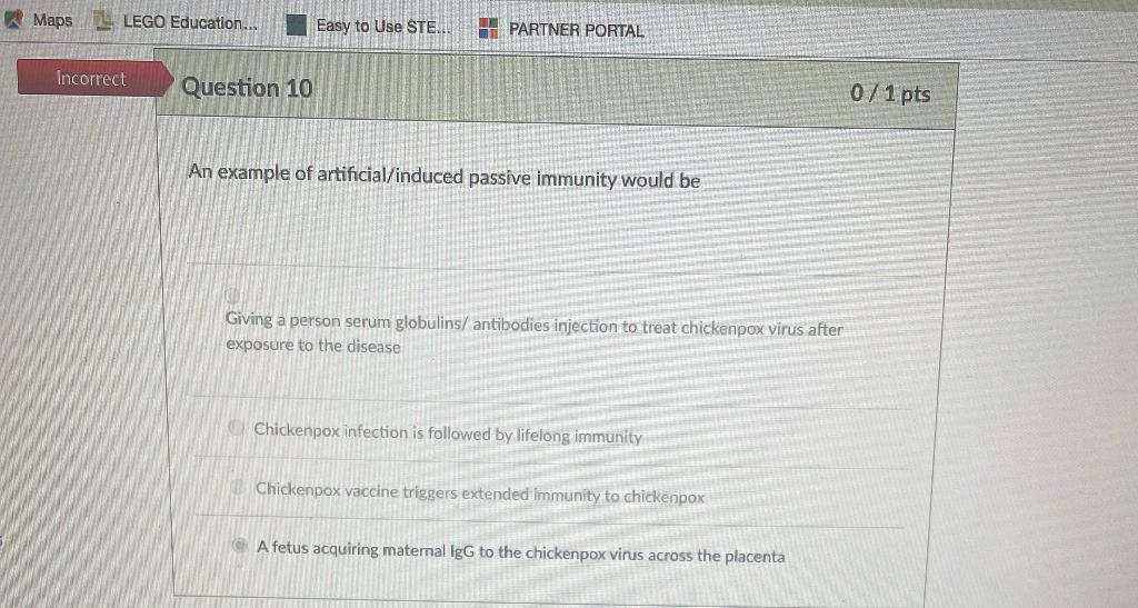 Solved An example of artificial/induced passive immunity | Chegg.com