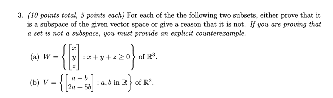 Solved 3. (10 points total, 5 points each) For each of the | Chegg.com