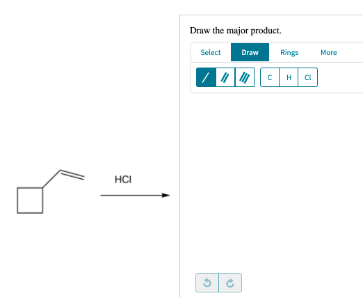 Solved HCI Draw the major product. Select Draw Rings 1 CHCI | Chegg.com