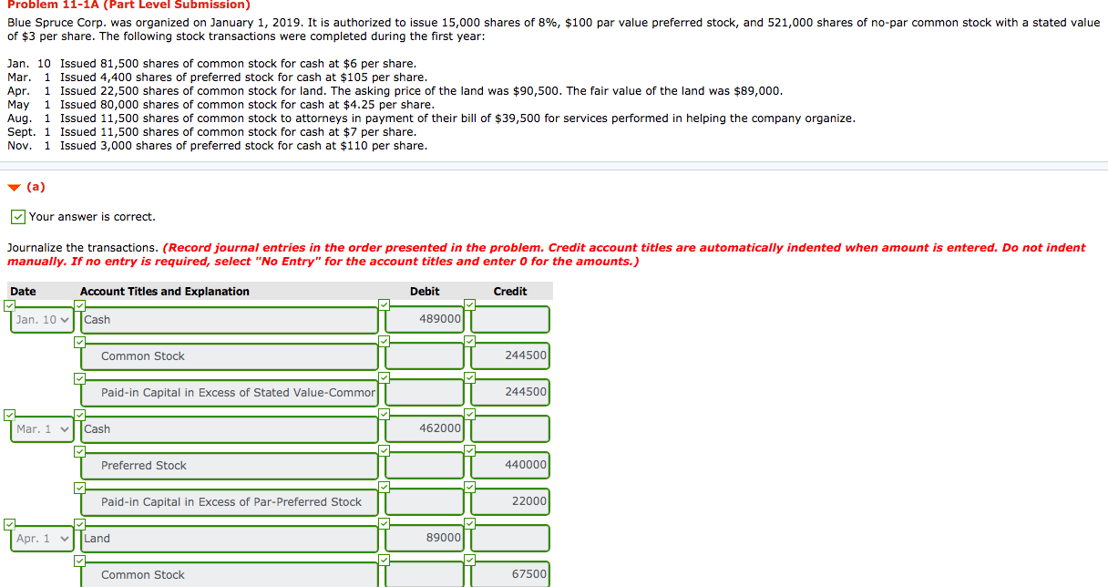 Solved Problem 11 1A Part Level Submission Blue Spruce Chegg