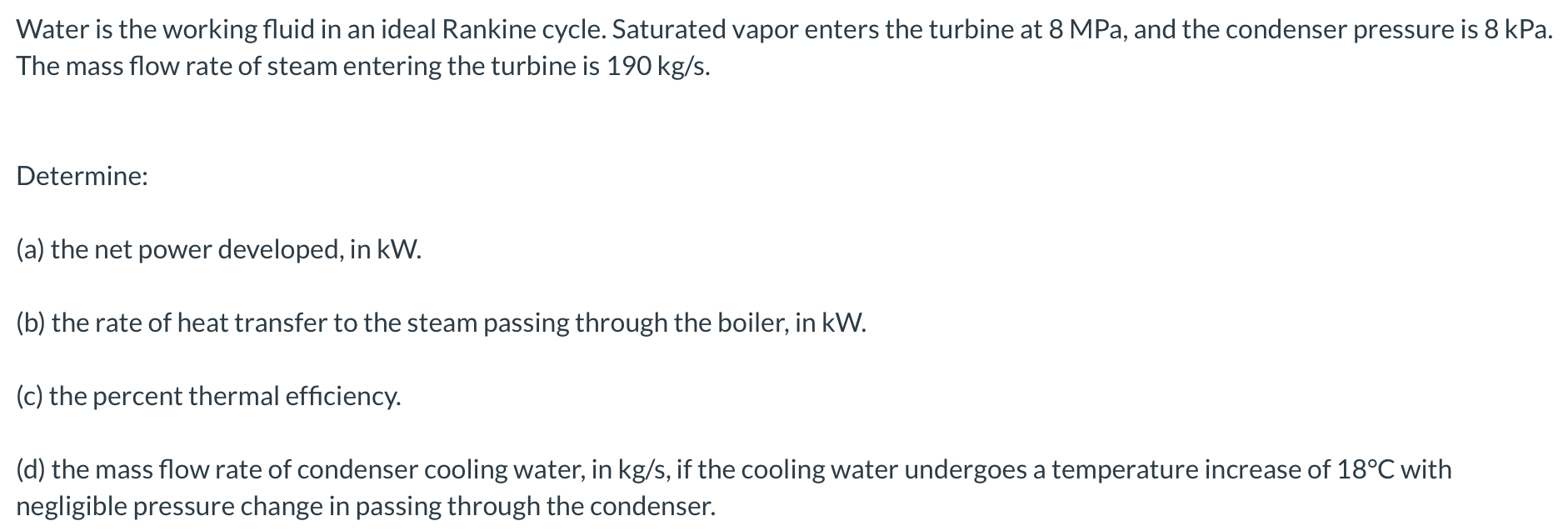 Solved Water is the working fluid in an ideal Rankine cycle. | Chegg.com